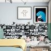 HaoHome Waterproof Peel and Stick Wallpaper White Black Contact Paper Self Adhesive Decor Fashion Dormitory Cabinet Decor