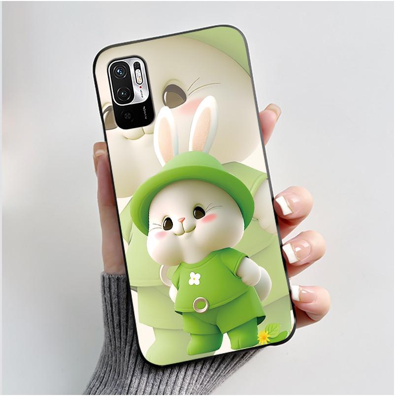 For Xiaomi Redmi Note 10 JE 10T JE Casing Cute Love Rabbit Funny Black Soft Silicone Phone Case For Redmi Note10 JE Bumper Cover