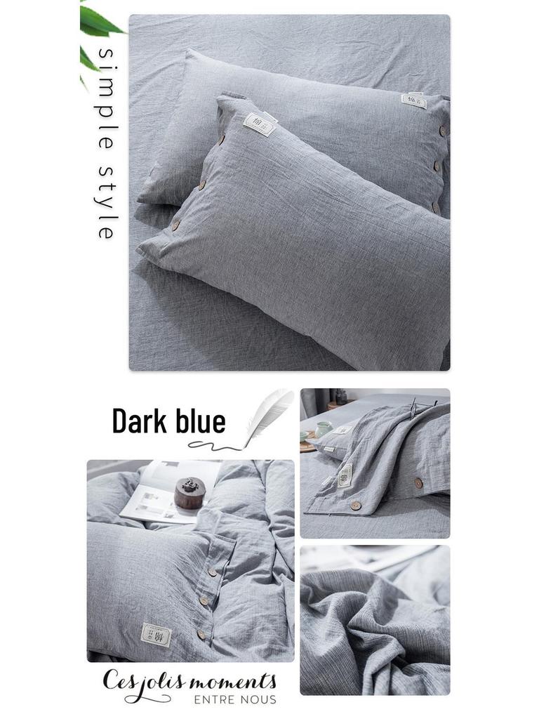 Zestaw 2 poszewek na poduszkę pojedynczą z czystej bawełny i lnu z wewnętrznym wkładem w całości bawełnianym, 48cm x 74cm