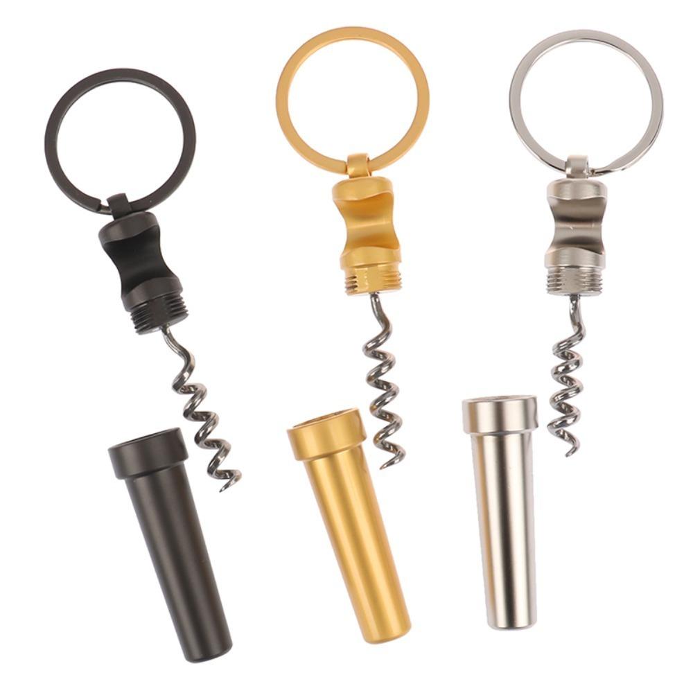 Portable Multifunctional Wine Beer Kitchen Tools Keychain 3 In 1 Zinc Alloy Corkscrew Bottle Opener