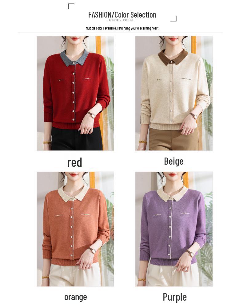 Stylish Knitwear for Middle-Aged & Elderly Women: Spring & Autumn Fashionable Loose Tops