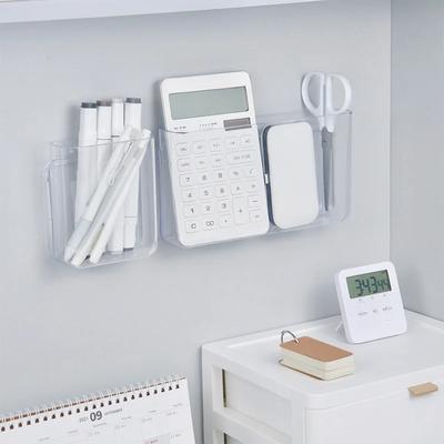 Transparente Desktop-Aufbewahrungsbox Kosmetik Bürobedarf Studentenwohnheim Stifthalter Badezimmer Wandbehang Regal Stanzen Kostenlos