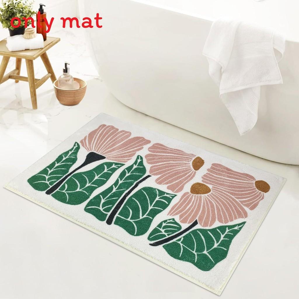 Sweet Flower Pattern Plush Absorbent Floor Mat Carpet For Home