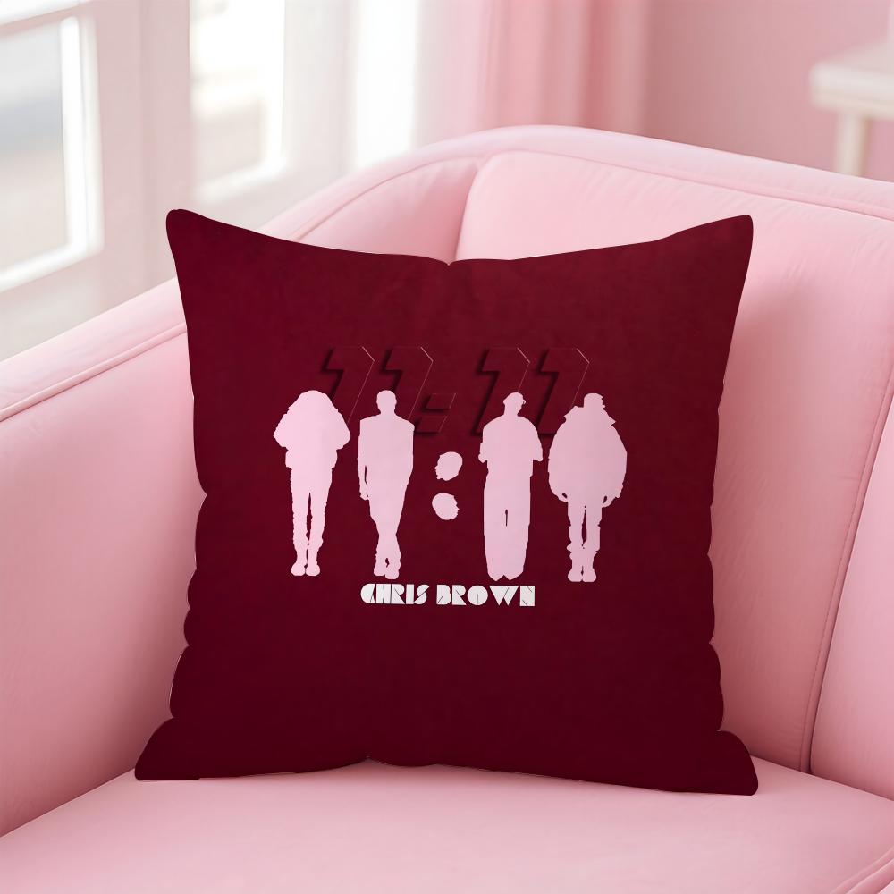 Hot New Chris Brown Rapper Pillow Case Anti-Dustmite Pillowcase Invisible Zipper Silky Short Plush Sofa Cushion Cover