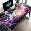 Pink Butterfly Starry Aesthetic Large Gaming Desk Mat Non Slip Rubber Stitched Edge Keyboard Mouse Pad ESport Office Daily Use