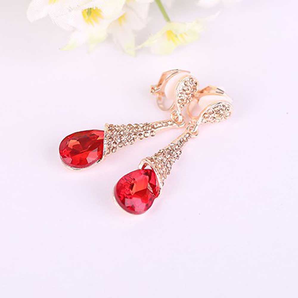 JIOFREE Fashion Rhinestone Crystal Long Clip on Earrings Non Pierced for Women Party Wedding Luxury Fashion No Hole Earrings