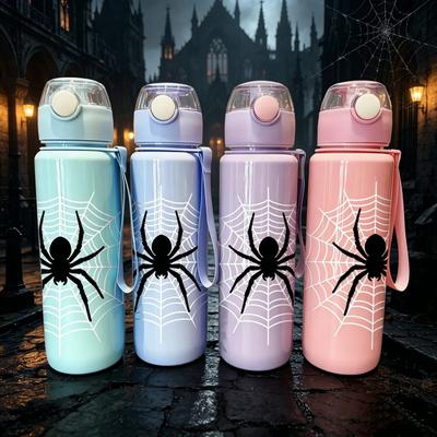 3D Printed Spider Pattern Water Bottle, Trendy & Stylish, Portable with Lanyard, Lightweight & Leakproof, Large Capacity for Gym