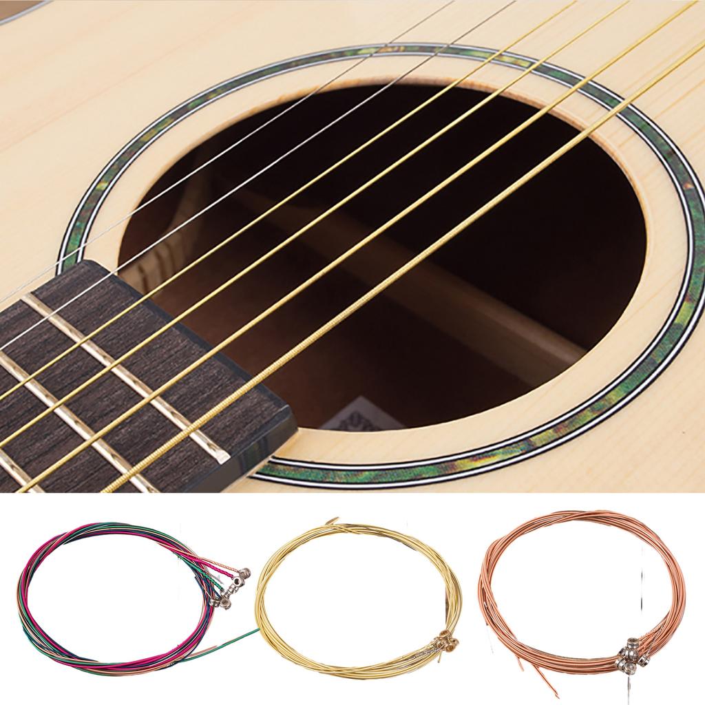 6 Pcs Folk Guitar Steel Wire String 6-string Acoustic Guitar Strings Replacement for Beginners Performers Durable