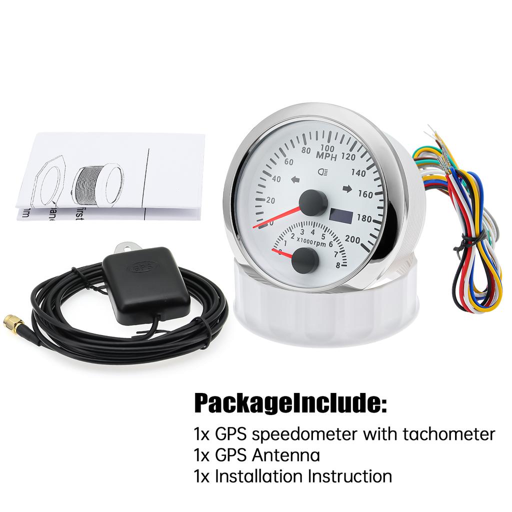 Waterproof 85mm GPS Speedometer Tachometer 0-8000 RPM 7 Colors Backlight Turn Signal Light For Marine Boat Car Universal 12V24V