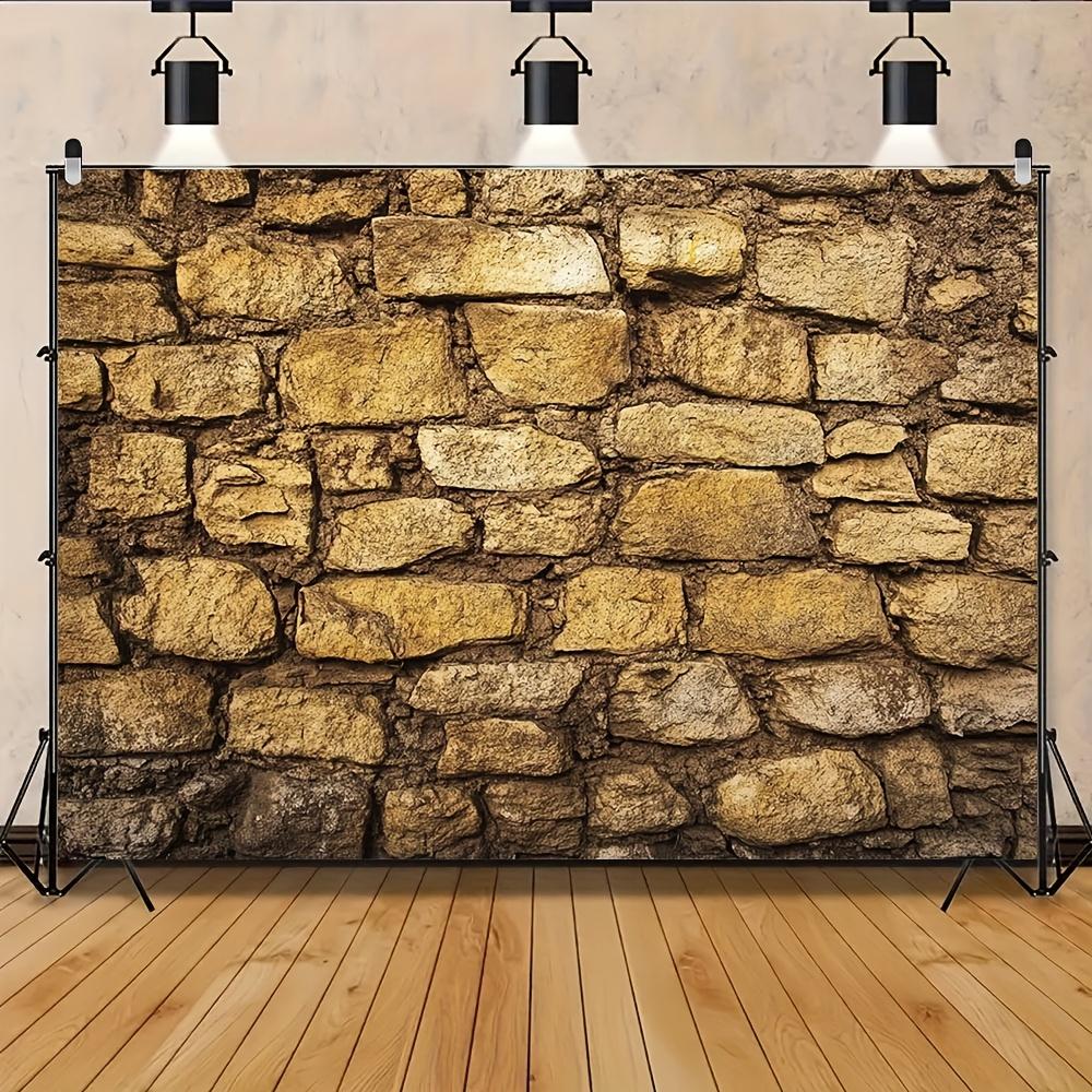 1 Piece Large Ancient Jerusalem Stone Wall Background - Realistic Textured Stone Wall Design Polyester Suitable for Living Room