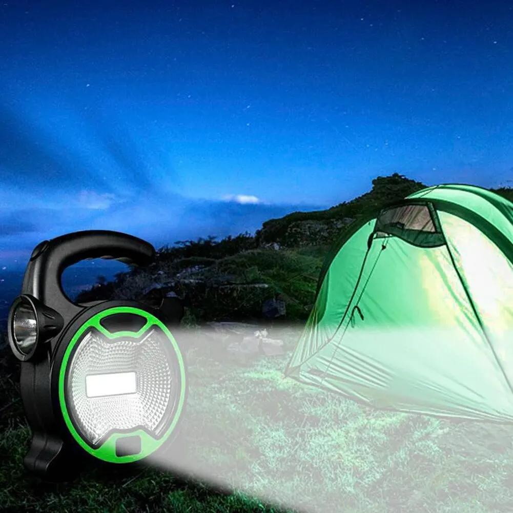 Portable Battery COB LED Work Light - Hand Flashlight for Outdoor Tent Camping (Handle Included, Battery Not Included)