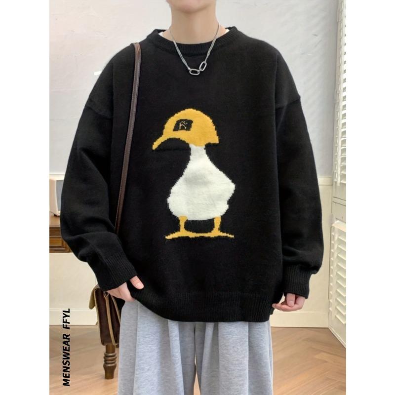 ANDREILEE Autunno Inverno Uomo Nuovo Casual Versatile Morbido Jacquard d'Anatra Maglione Unisex Girocollo Versatile Pullover Manica Lunga Lavorato a Maglia