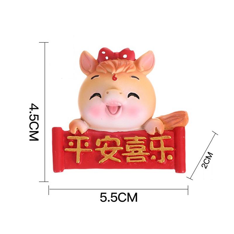 Year Of The Horse Cartoon Resin Decoration For Desk Car Dashboard TV PC Monitor Cute Animal 3D Pony Doll Figurine Car Ornament