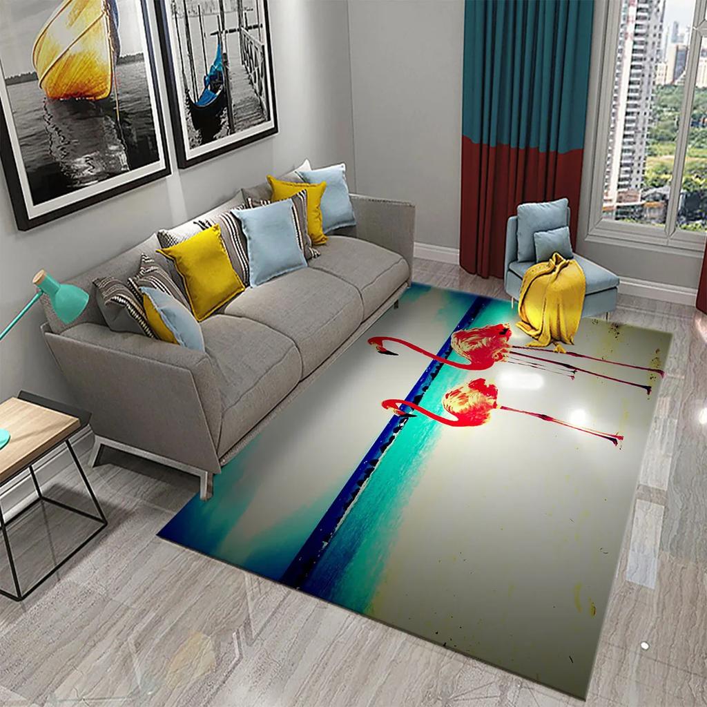 Cute Flamingo Carpet Romantic Animal Rugs Bedroom Living Room Decor Mat Doormat Soft Kitchen Non-slip Hallway Floor Area Rugs