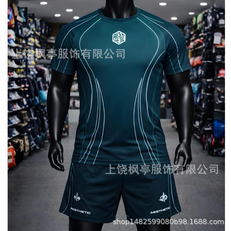 Mens Athletic Wrestling Short Sleeve T-Shirt Shorts Set Sportswear Lightweight Casual Training Outfit