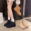 Coarse Heel Short Boots Women's Spring Frosted Leather Chimney Children's New Heightening Chelsea Boots Retro Inner Thick-soled Martin Boots