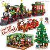 Christmas 24 Day Countdown Calendar Tree Santa Claus Train Model Building Block DIY Bricks Toys for Children Adult Gift