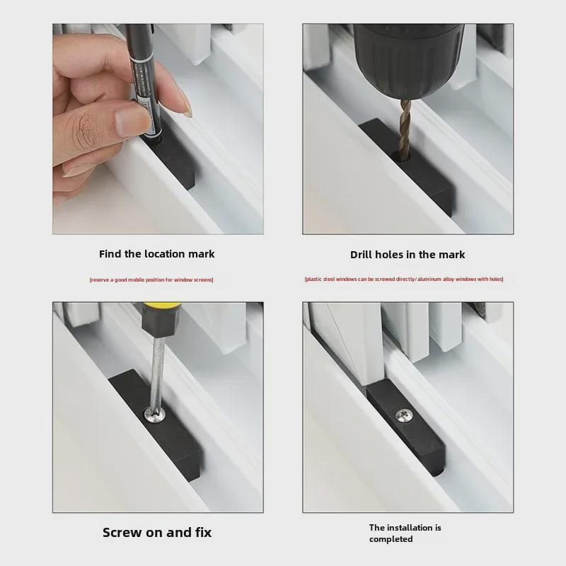 Dør- og vindusantikollisjonspute i aluminiumslegering med skyvelås og vindusposisjonering