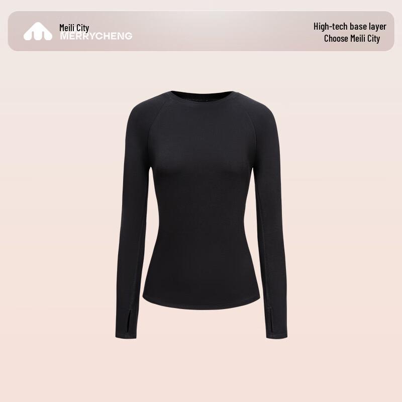 Meilicheng Women s Versatile Round Neck Loose Base Layer Top M561STX018 S