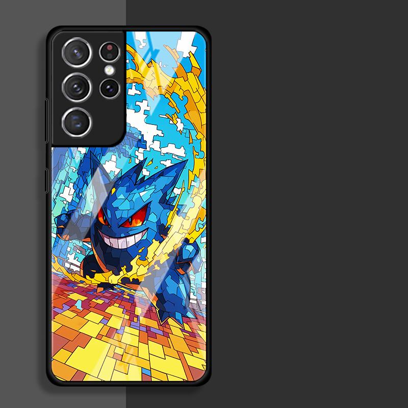 Cute Pikachu Pokemon Glass Case for Samsung Galaxy S26 S25 Ultra S23+ S25+ S24 S22 S20 FE S23 Plus S24+ S21 Luxury Phone Cover