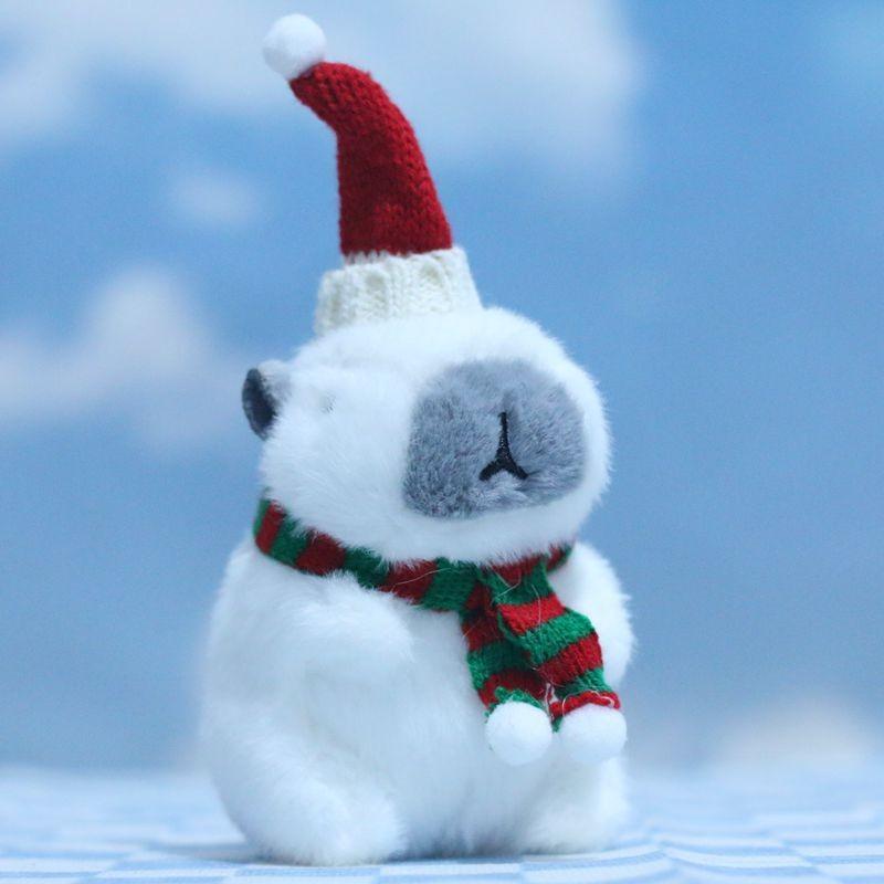 Adorable Cute Christmas Capybara Plush Keychain Soft Toy Doll For Bags And Accessories
