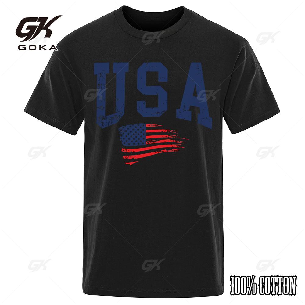 

USA Letter Flag Hip Hop Printed Men Women T Shirt Crewneck Cotton Clothing Loose Breathable T Shirts Street Casual Tee Shirt 4XL