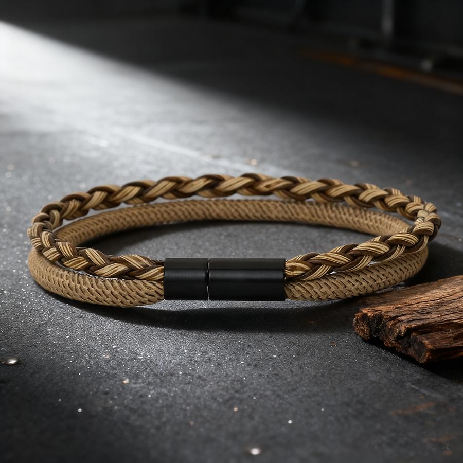 

4 Colors Men Leather Bracelet High Quality 4mm String Wrap Braslet Bangle Street Leisure Versatile Accessories Handmade Pulseras хакі