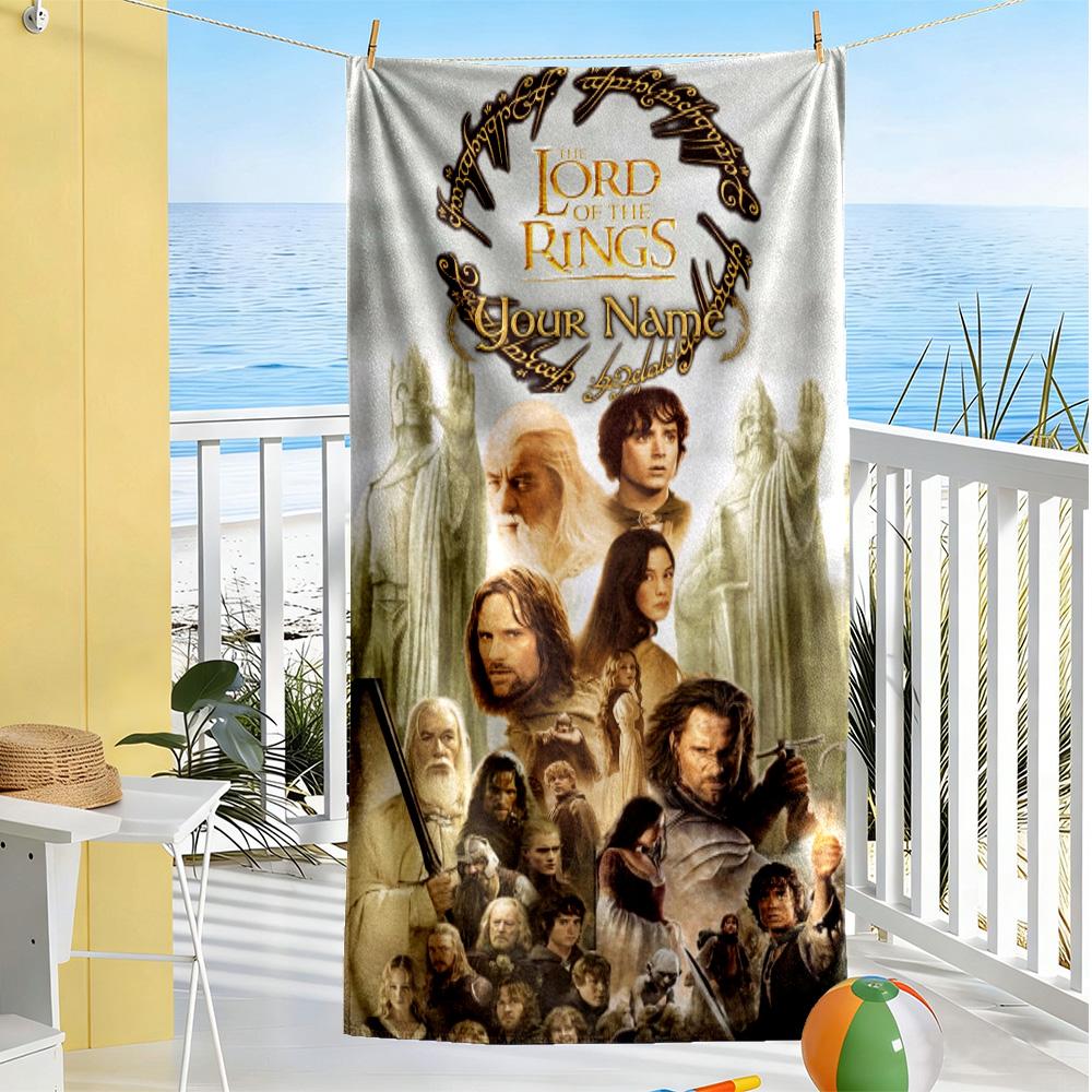 Lord Rings Customize Your Name Beach Towel High Absorbency & Quick-Dry Ideal for Travel Outdoor Swim Pool Yoga Surf Camping Hiking Gym Gift Holiday