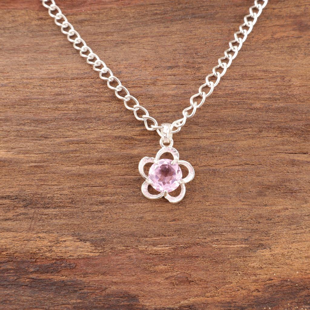 Morganite Gemstone Jewelry, 925 Solid Sterling Silver Pendant, Handmade Designer Silver Pendant For Wedding Gift