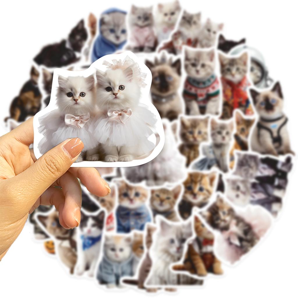 50 Cartoon Cute Cat Crow Stickers Guitar Notebook Suitcase DIY Waterproof Stickers