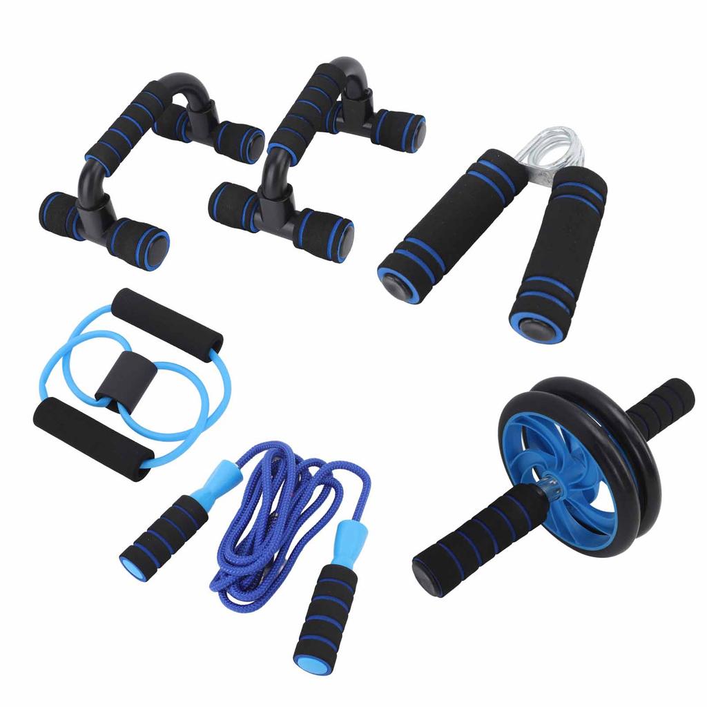 Abdominal Wheel Kit with Workout Wheel Knee Mat Pullers Jump Rope Grip Strengthener Push Up Bar Abdominal Exercise