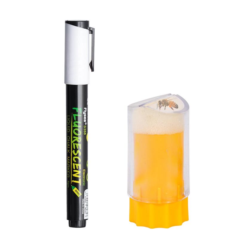 

Queen Bee Marking Bottle with Marker Pen Set Plastic Bee Marker Tube Catcher Cage With Plunger Plush 8-color Beekeeping Tool Pen