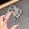 KEYSION Plating Transparent Wavy Rhinestone Phone Case for iPhone 13 14 15 16 17 Pro Max Air 16 Plus Lens Protector Shockproof Cover