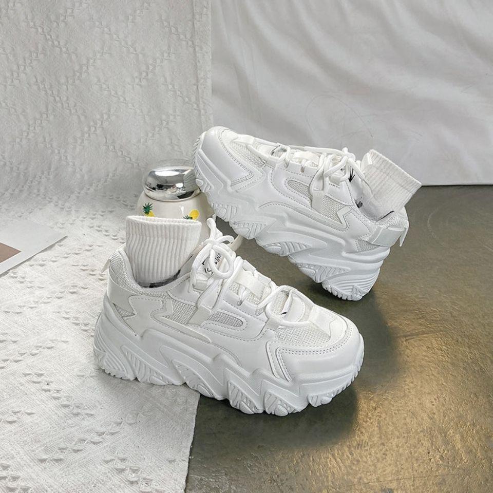 

Белые громоздкие кроссовки женские модные летние весенние и летние новые универсальные дышащие кроссовки с толстой подошвой с завышенной талией 35 белый