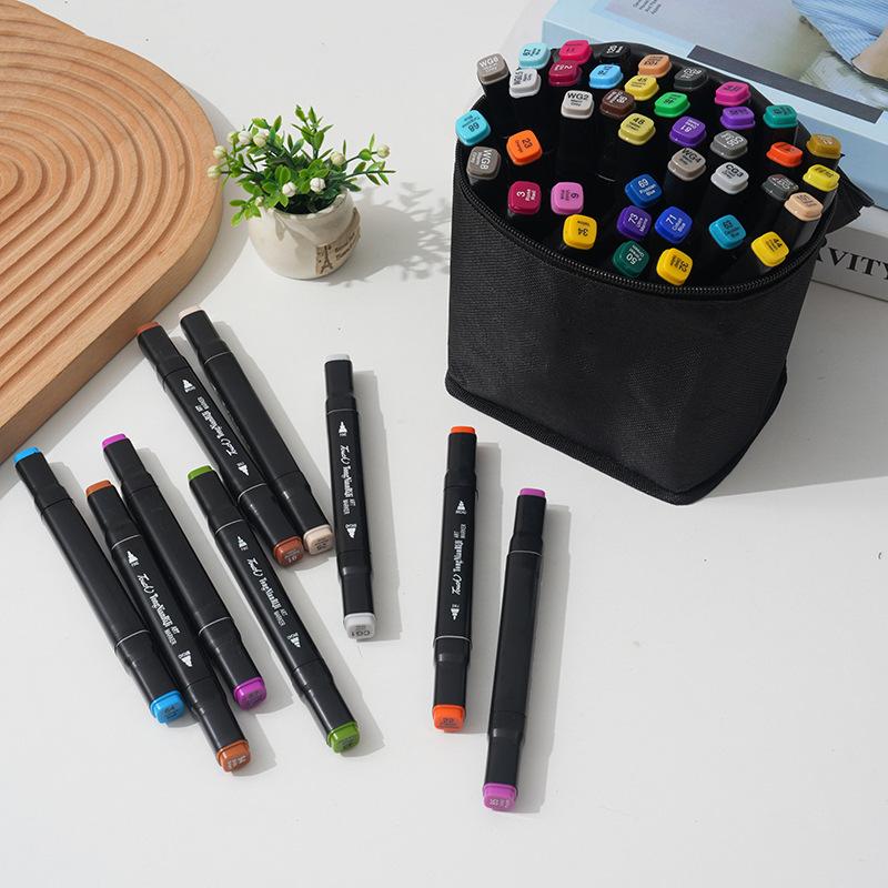 24/36/48Cs Large Capacity Zipper Canvas Pencil Bag Markers Pen Storage Bag Watercolor Pen Stationery Bag