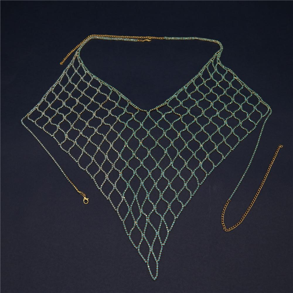 Sexy Long Fringed Body Chain Bra Blue Rhinestone Fashion Exquisite Bikini Breast Chain Top Nightclub Clothing Women
