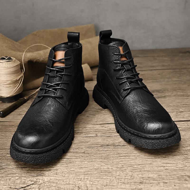 FashionPunk Style Motorcycle Boots for Men Retro Style Leather Male Sneakers Fashion Brand Men Casual Shoes Comfortable Man Ankle Boots