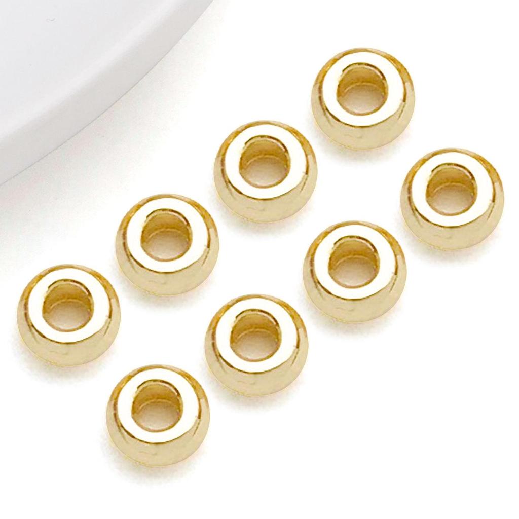 18k Gold-Plated Copper Spacer Beads - Abacus Flat Beads for DIY Jewelry with Smooth Surface