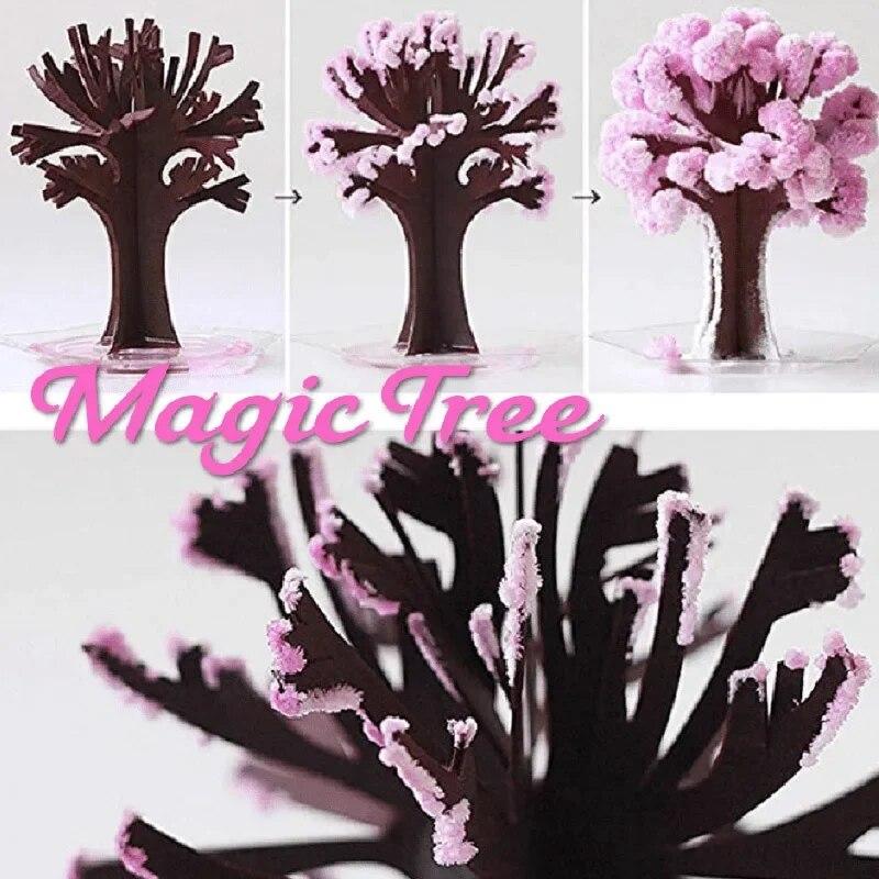 Magischer wachsender Baum aus Papier, Sakura-Kristallbäume, magische Sakura-Kirschblüten, magischer Sakura-Weihnachtsbaum