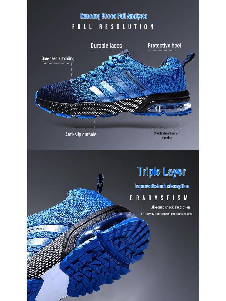 Herren Flyknit Air Cushion Lauf-Sneakers - Leicht, Atmungsaktiv, Übergröße, Vielseitig, Trendig.