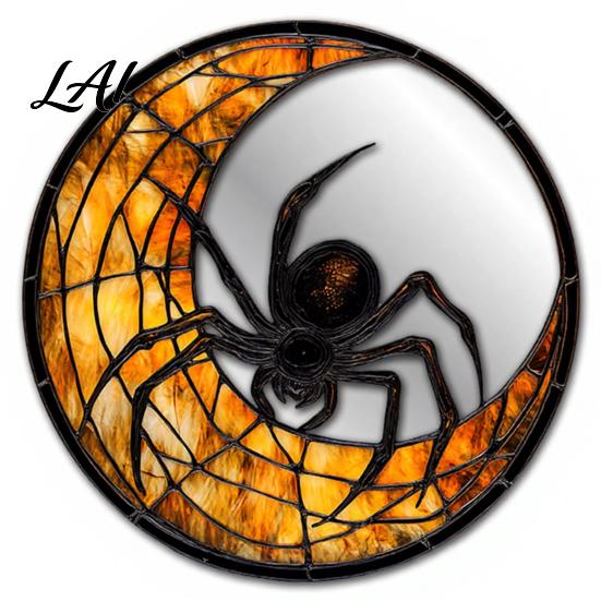 Halloween Party Atmosphere Decor Decorative Mirror Wall Stickers with Spiders/Skeletons/Pumpkins Retro Hanging Spooky Skeleton Ornament Lightweight