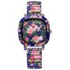 Elastic Quartz Bracelet Watch Stainless Steel Stretch Strap Watch Square Wristwatch  Women