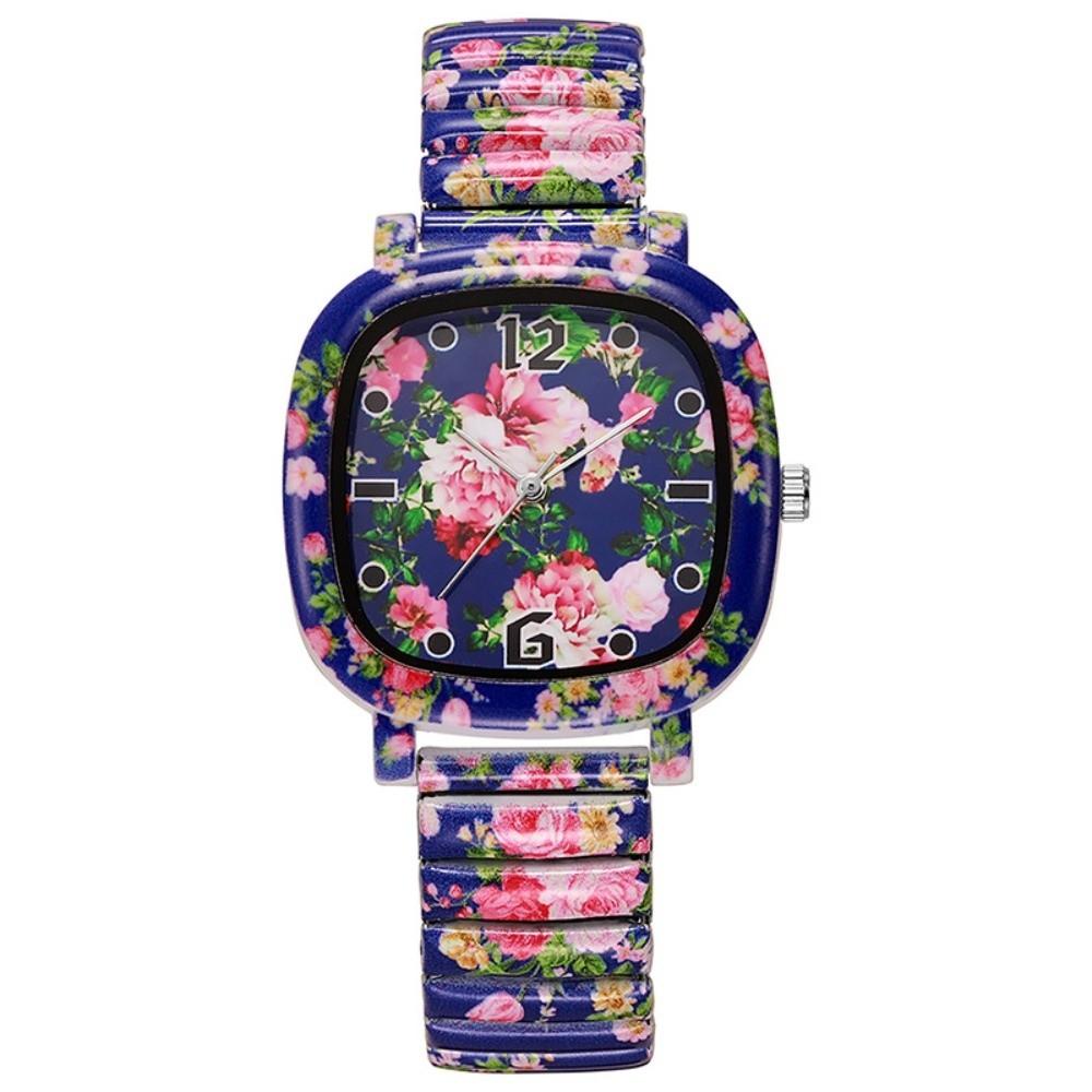 Elastic Quartz Bracelet Watch Stainless Steel Stretch Strap Watch Square Wristwatch Women