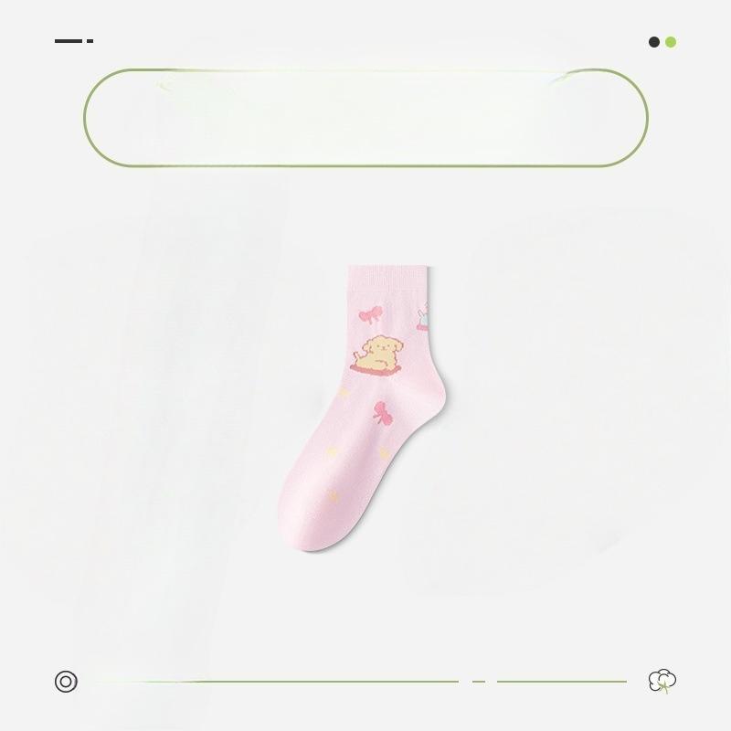 

Женские весенне-осенние полосатые удобные хлопковые носки-гольфы, не натирающие ногу. 1 pair розовый