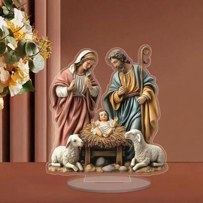 Akrilik Masa Tabelası 2D Düz Peri/Ağaç/Doğuş Sahnesi/Karga Masaüstü Süsü Noel Paskalya Ev Ofis Raf Masa Üstü Dekorasyon İçin