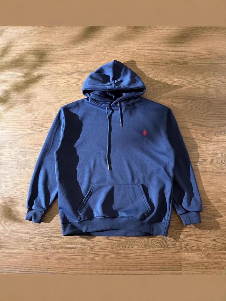 Unisex Klasyczna Bluza z Kapturem Polo RL z Haftem do Noszenia na Zewnątrz na Co Dzień