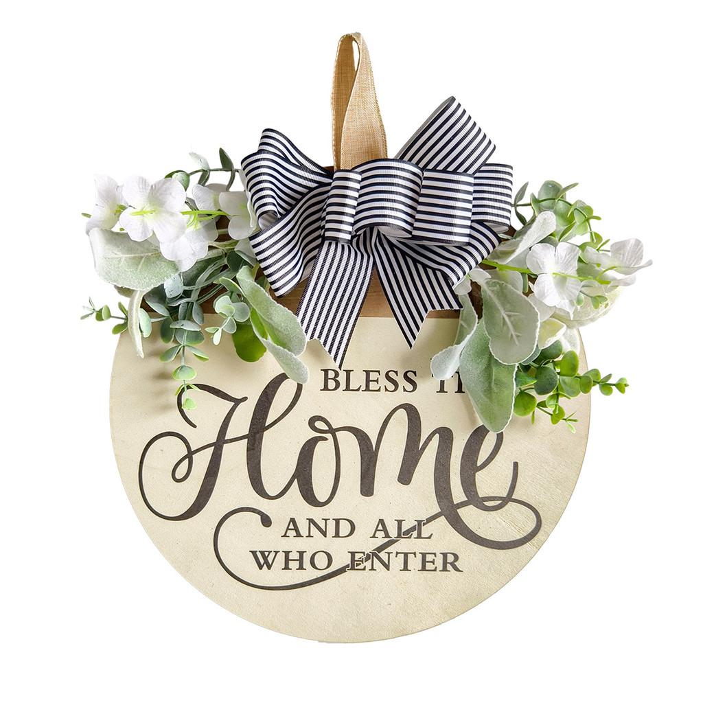 Sign Welcome Farm Outdoor Yard Decor With Artificial Flowers And Bow Butterfly