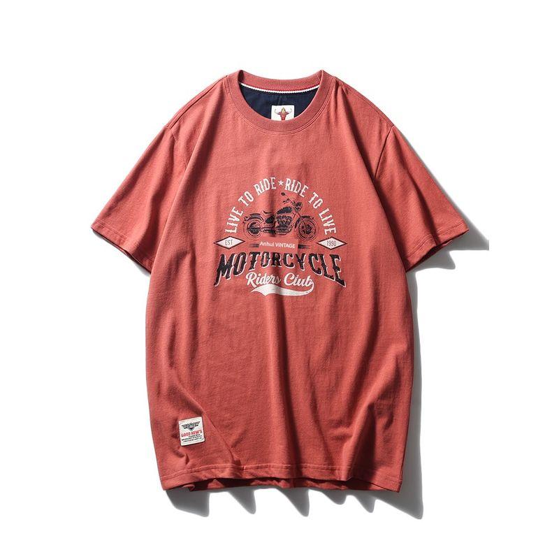 Retro Short Sleeve Base Shirt Export Cattle Goods Cotton Motorcycle