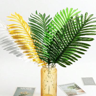 Künstliche Palmblätter, Stiele, Grünpflanzen, tropische Palmblätter, Kunst-Monstera-Blätter, Pflanze für Palmen, Heimtisch, Hochzeit, Geburtstag, Mottoparty, Dekoration, 12 Stück