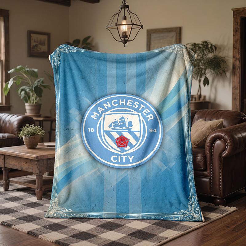Manchester City Motiv Fleecedecke Gemütliche Weiche Plüschdecke Für Schlafzimmer Couch Reise